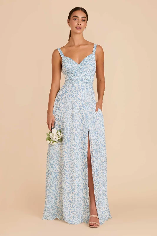 Deborah Chiffon Dress - Blue Dreamy Ditsy Tunics Sophisticated sleek