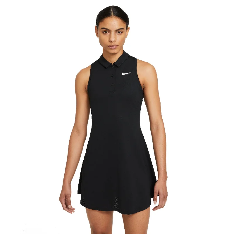 Nike Women's Victory Polo Dress (Black/White) Tunics Satin smooth