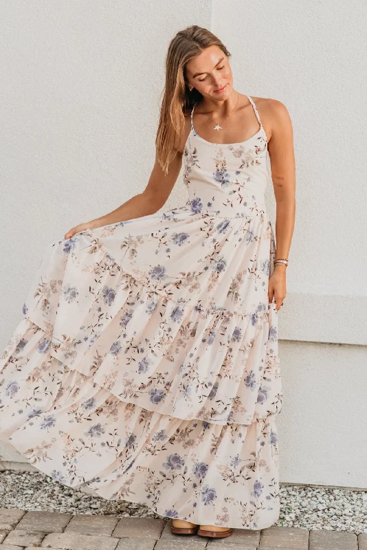 Women's Wendy Dress (floral blue chiffon) Tunics Versatile functional
