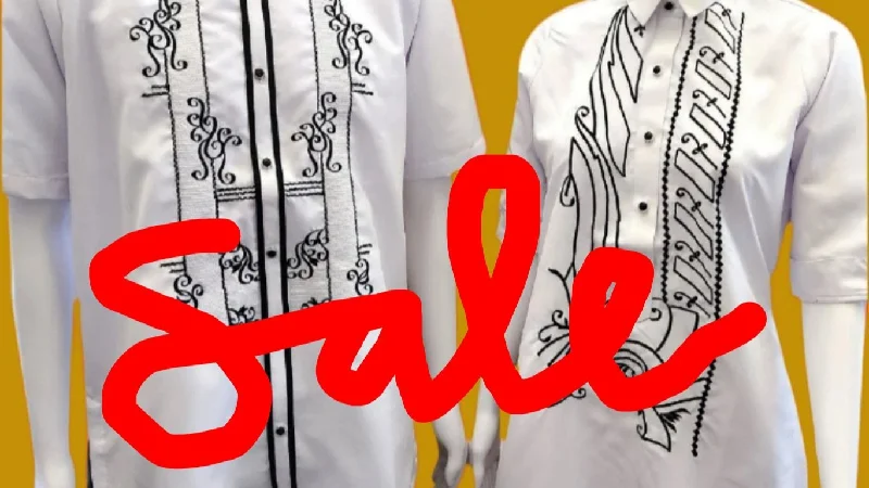 CB02 - SALE Both for $99 - Couple's Barong - Matching Barong Tagalog & Filipiniana Barong Dress (Items Sold Separately) Tunics Canvas sturdy