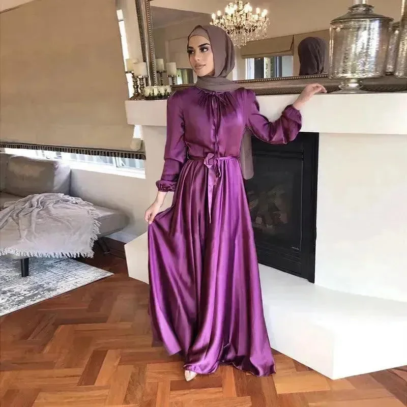 Fashionable Plain Swing Abaya Dress for Beautiful Arab Dubai Turkey Middle Eastern Women Tunics Trendy modern