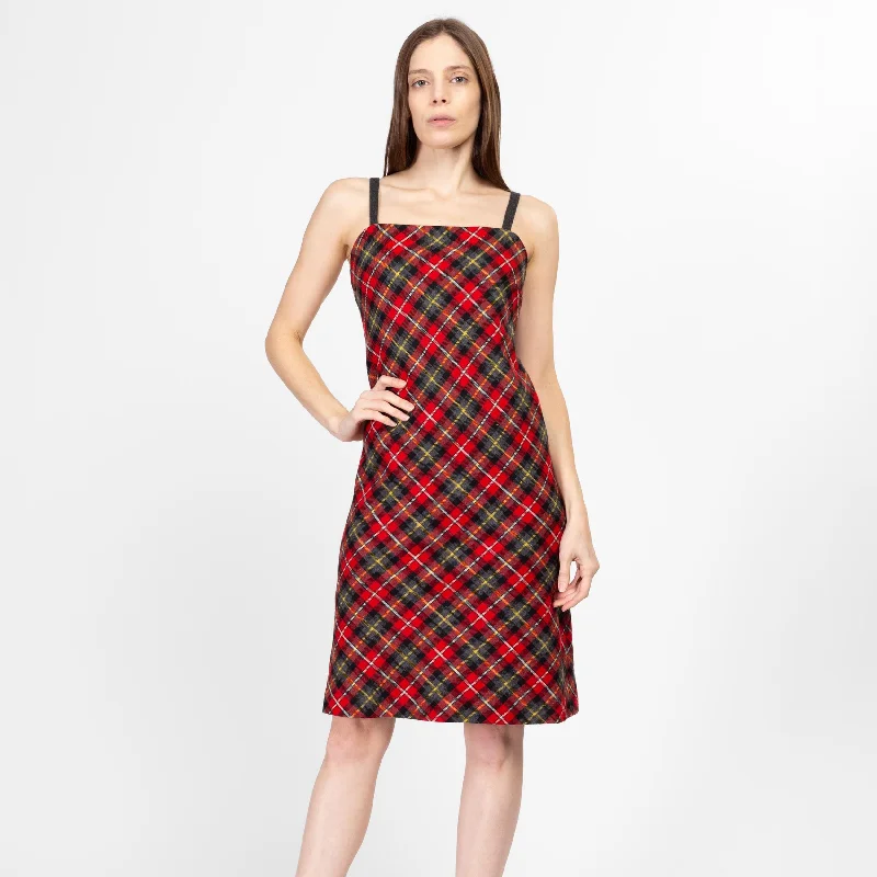 XS 90s Tommy Hilfiger Red Plaid A Line Dress Tunics stripes playful