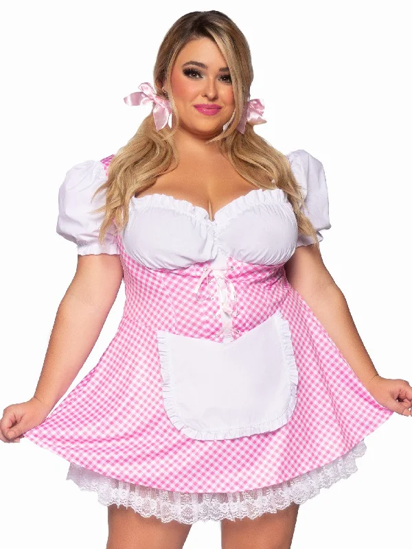 Leg Avenue Gingham Dress With Apron Plus Size Costume Tunics Sophisticated sleek