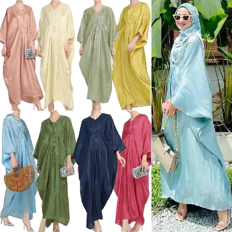 Loose Batwing Long Sleeve Abaya Dress for Arab Dubai Turkey Middle East Women Tunics Luxurious premium