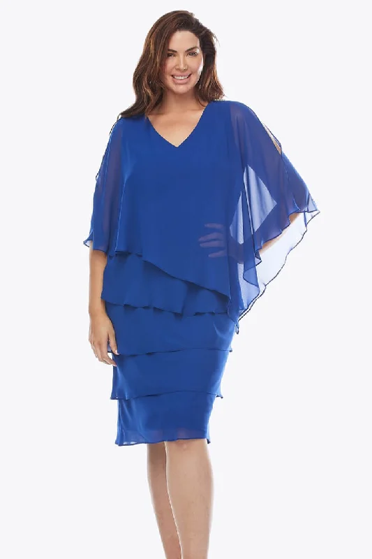 Layla Jones - LJ0448 Vee Neck Chiffon Layer Dress Tunics Fleece cozy