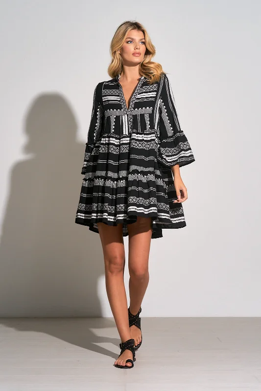 Stripe Sleeved Dress Tunics Ceremony elegant