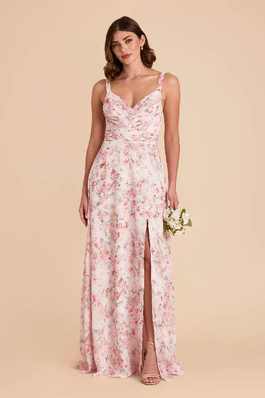 Deborah Chiffon Dress - Pink Falling Petals Tunics Luxurious high-end