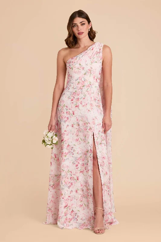 Melissa Chiffon Dress - Pink Falling Petals Tunics Fashionable chic