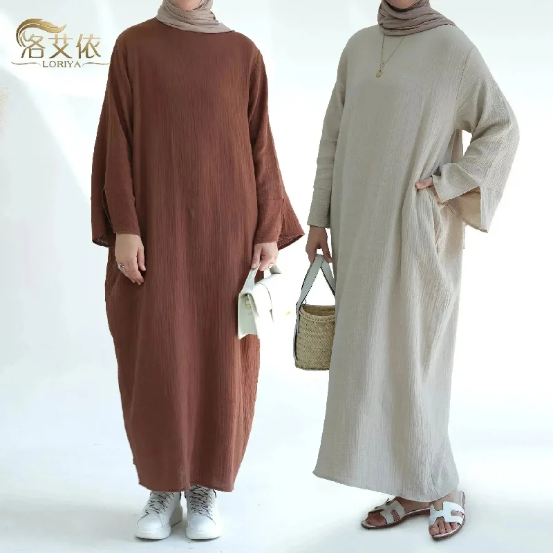 Plain Abaya Dress Eid Abaya 2024 Simple cotton abaya Tunics Spring floral