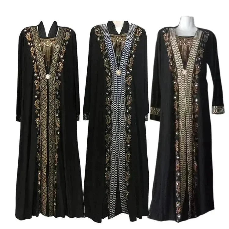Gold Embroidered Abaya Dress for Turkey Middle East Arab Dubai Women Tunics Luxurious high-end