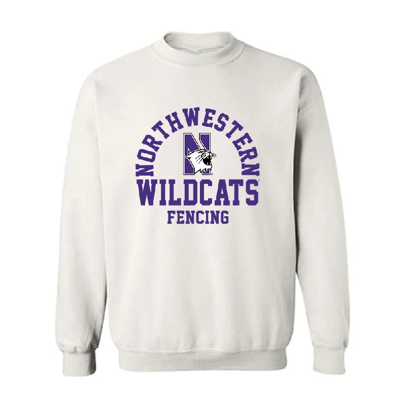 Northwestern - NCAA Women's Fencing : Athina Kwon - Crewneck Sweatshirt Hoodie with Distressed Vintage Worn