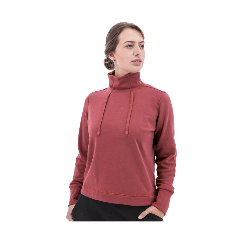 Aventura Women's Dog Walker Fleece Pullover - Earth Red - ONLINE STORE CREDIT/EXCHANGE ONLY One Shoulder Top