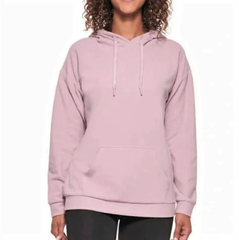 Andrew Marc Marc NY Women's Cozy Cotton Blend Kangaroo Pocket Pullover Sweatshirt Drawstring Hoodie Keyhole Neck Pullover