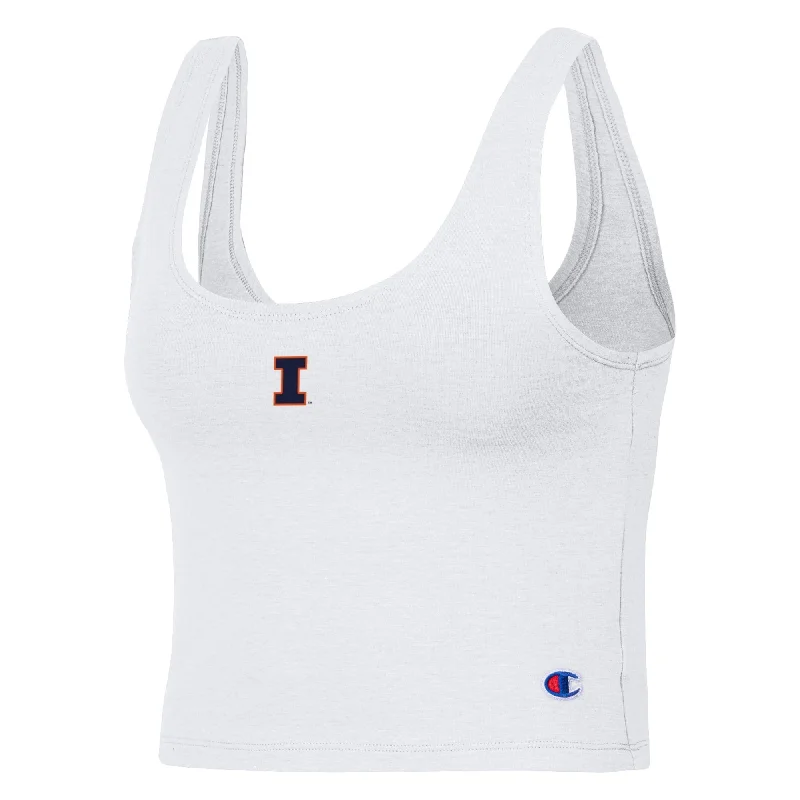 Illinois Fighting Illini Women's Champion White Low-Neck Crop Tank high neck tank