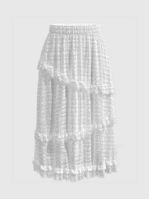 Crochet Maxi A-Line Skirts silk skirt lustrous