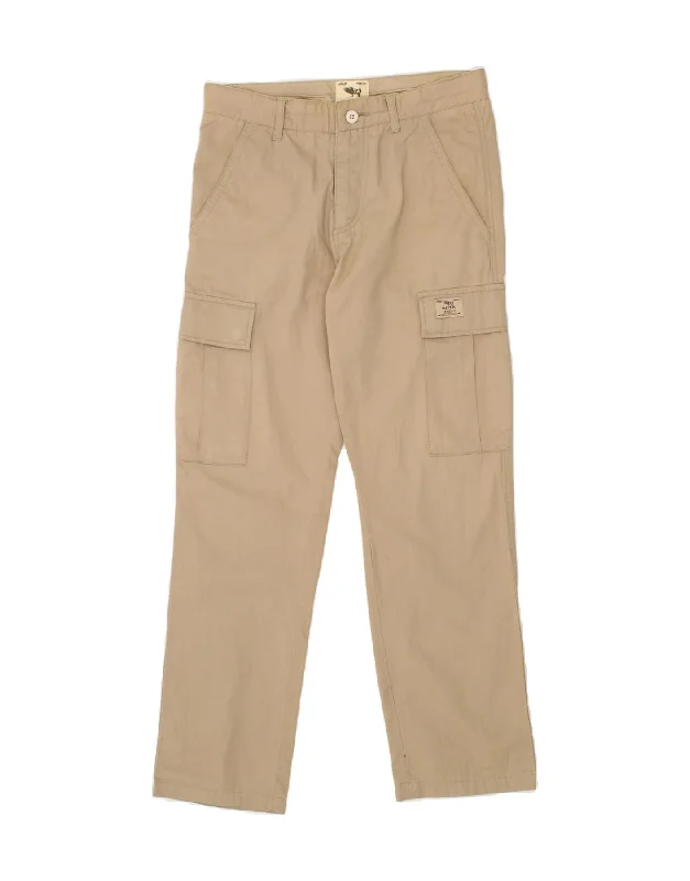 RIFLE Womens Straight Cargo Trousers W30 L29  Brown Cotton Trousers Satin Smooth