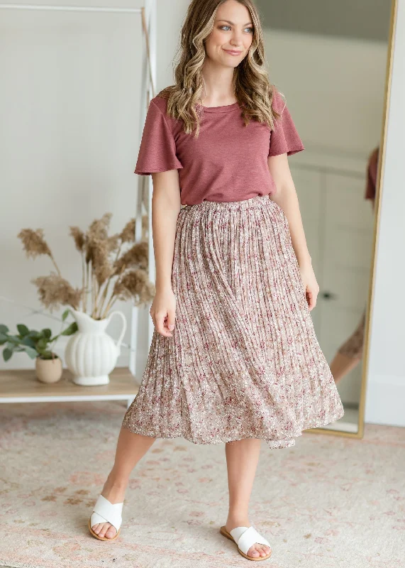 Lily Taupe Pleated Midi Skirt - FINAL SALE lace skirt intricate