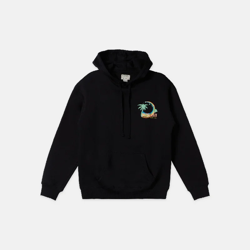Womens Over The Anuenue Hoodie - Black Hoodie with Elastic Cuffs Stretchable Comfortable