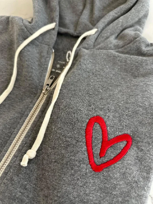 Live What You Love Zip Hoodie (Heather Grey) Hoodie with Ribbed Hem Stretchable Secure