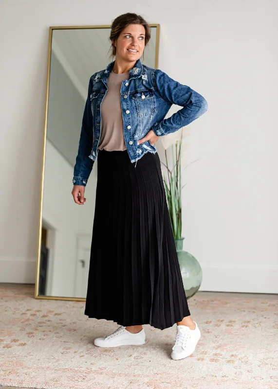 Black Pleated High Waisted Skirt - FINAL SALE ribbed skirt waist