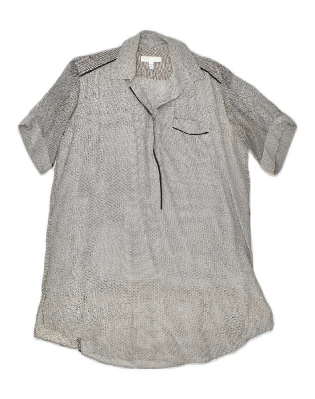 VINTAGE Womens Oversized Short Sleeve Pullover Shirt UK 8 Small  Grey Soft Wool Sweater