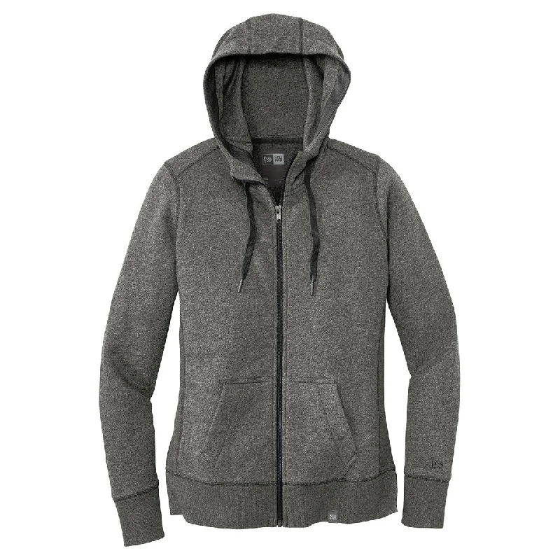 New Era Women's Black Twist French Terry Full-Zip Hoodie Hoodie with Neon Bright Vibrant