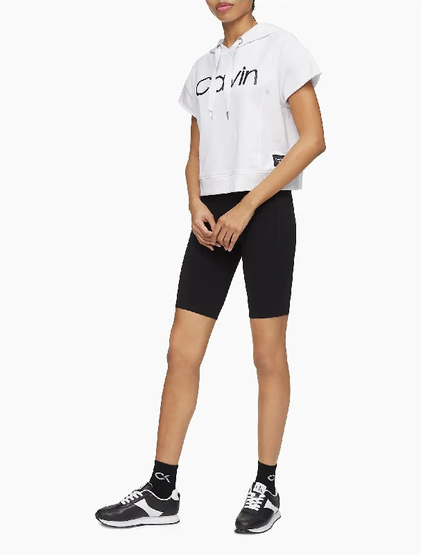 Calvin Klein Performance Logo Cap Sleeve Hoodie - Women Hoodie with Ribbed Cuffs Snug Fit Comfort