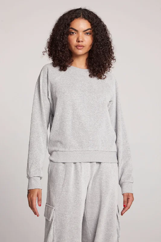 Light Heather Grey Pullover Raglan Over Sleeve Pullover