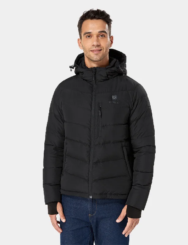 Men's Heated Down Jacket - Black Cardigan Sweater Pullover