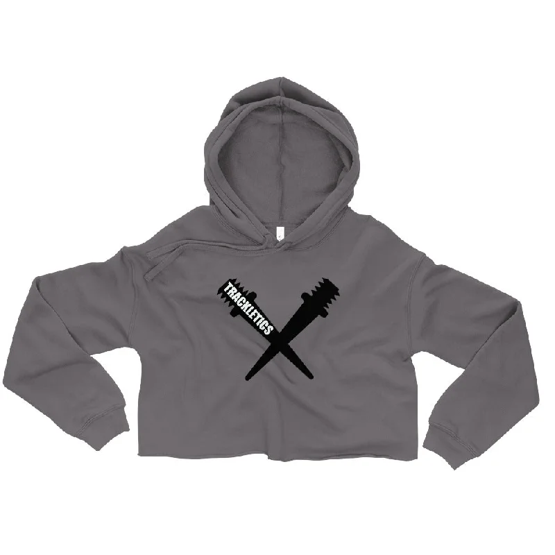 Cross Spike Crop Hoodie Hoodie with Toggle Buttons Decorative Unique