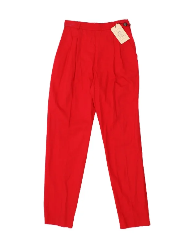 VINTAGE Womens Tapered Chino Trousers UK 12 Medium W28 L30  Red Cotton Trousers Top Rated