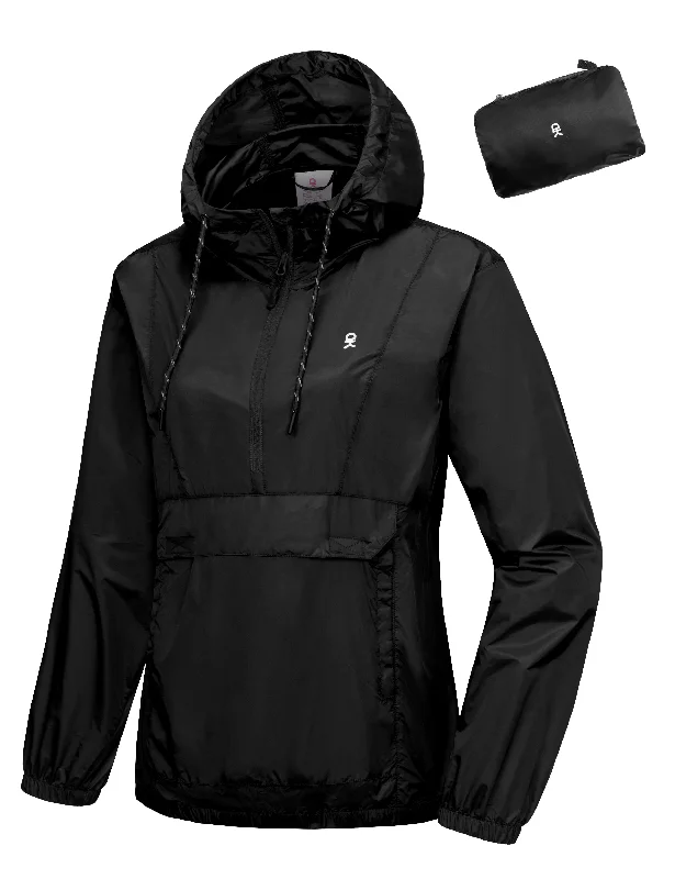 Women's Water-Repellent Windbreaker Packable, Quick-Dry Jacket Half Zip Pullover Turtleneck Warm Pullover