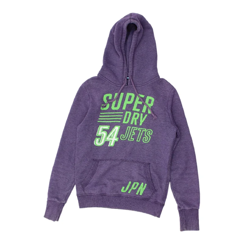 Superdry Womens Purple 54 Jets Pullover Hoodie | Vintage Designer Hoody VTG Bolero Style Sweater