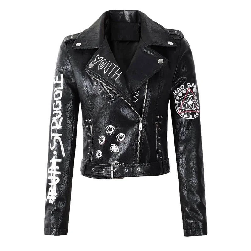Struggle Eyeball Leather Biker Jacket Zippered Jacket Buttoned Jacket Snapped Jacket Struggle Eyeball Leather Biker Jacket Zippered Jacket Buttoned Jacket Snapped Jacket