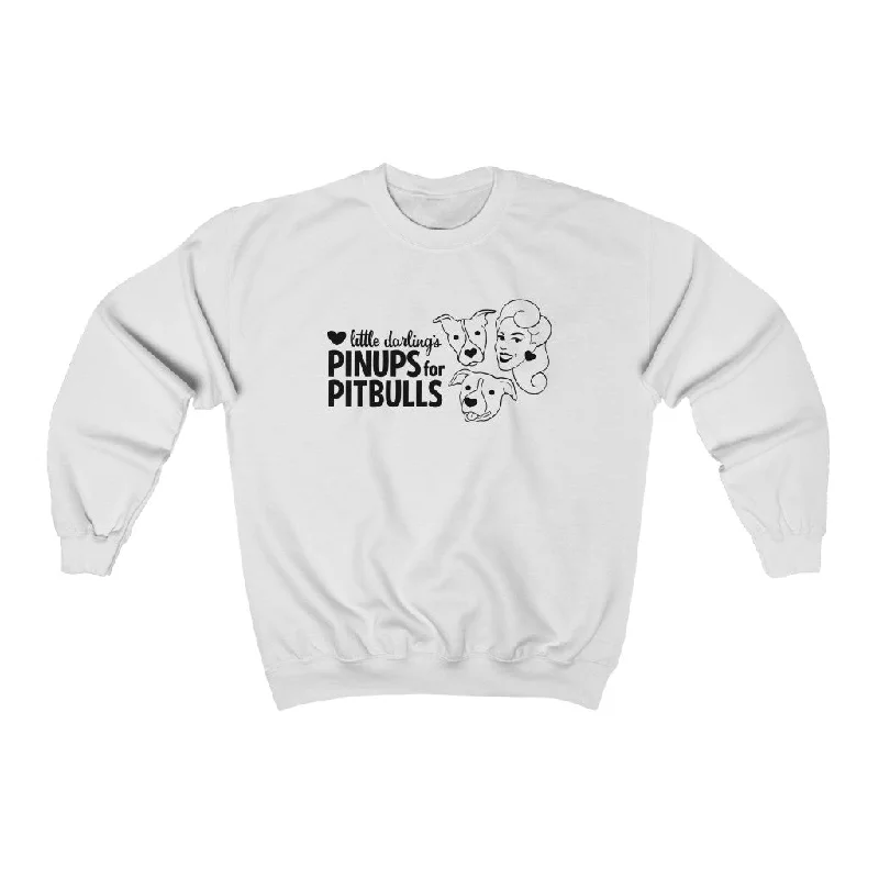 Unisex | Pinups For Pitbulls 3 Face Logo | Crewneck Sweatshirt Hoodie with Hem Applique Textured Unique