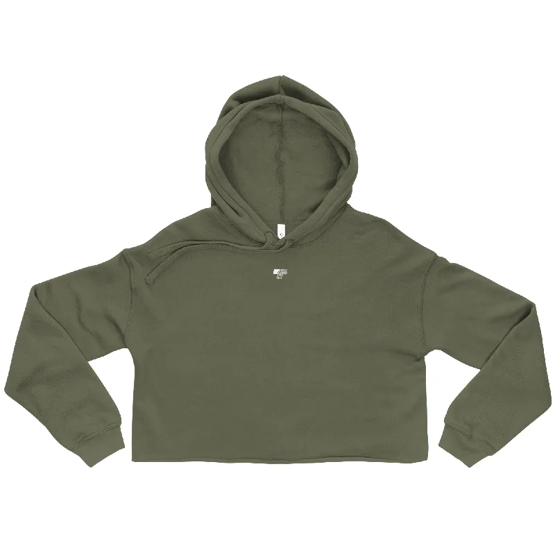 Crest Crop Hoodie Hoodie with Hidden Zipper Minimalist Clean