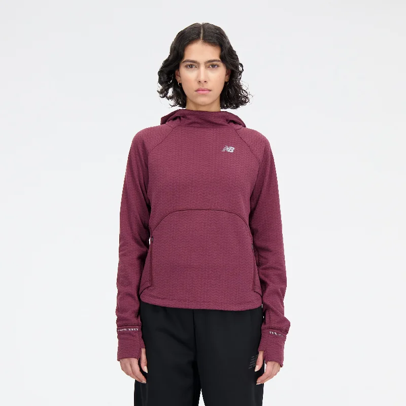 Women's Heat Grid Hoodie Pullover (NBH - NB Burgundy Heather) Plunging Neck Pullover