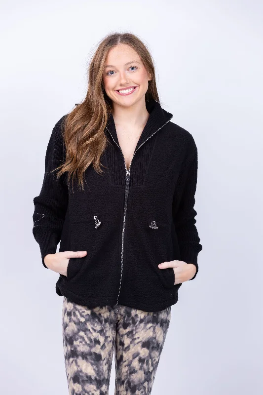 Varley Renea Fleece Jacket in Black Hoodie Zip-Up Jacket Button-Up Jacket