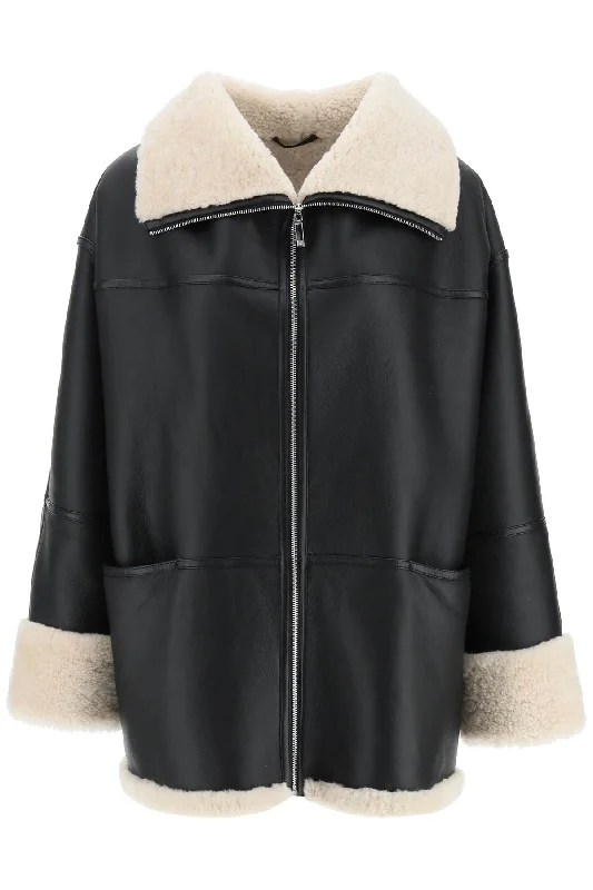 oversized shearling jacket 214 122 606 BLACK OFF-WHITE Oversized Jacket Tailored Jacket Straight Jacket