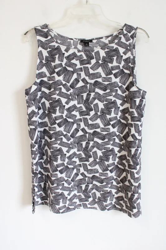 Ann Taylor Gray & White Patterned Tank | M solid color tank