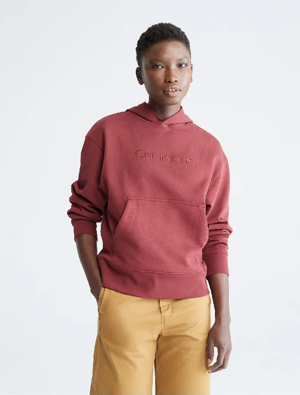 Calvin Klein Relaxed Fit Standard Logo Hoodie - Women Hooded Sweatshirt Casual Wear Street Style