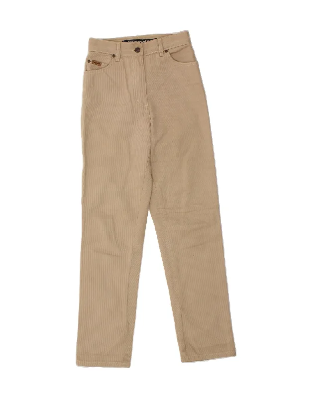 WRANGLER Womens Straight Casual Trousers W24 L34 Beige Cotton Trousers Low Rise Relaxed