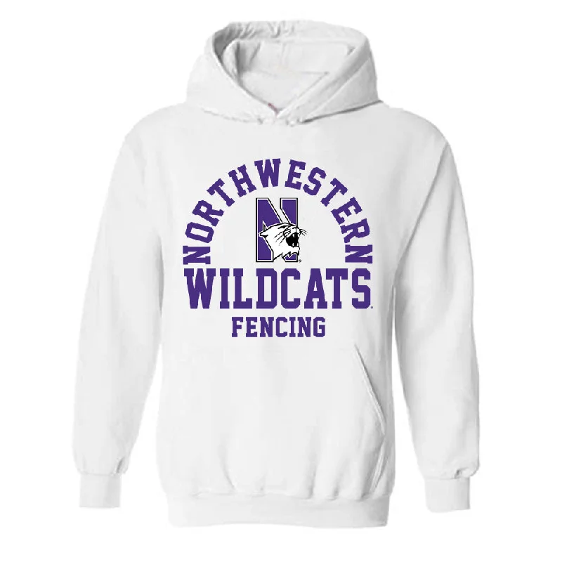 Northwestern - NCAA Women's Fencing : Megumi Oishi - Classic Shersey Hooded Sweatshirt Hoodie with Rhinestones Sparkly Elegant