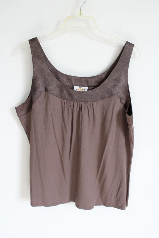 Talbots Brown Satin Trim Tank | XL neon tank top