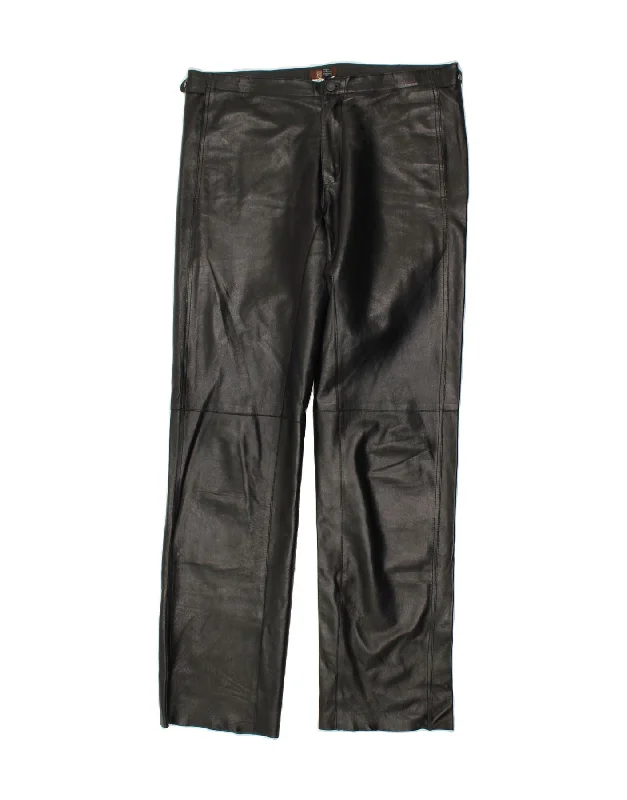 GIANFRANCO FERRE Womens Casual Trousers IT 54 3XL W38 L35 Black Leather Trousers Ceremony Elegant