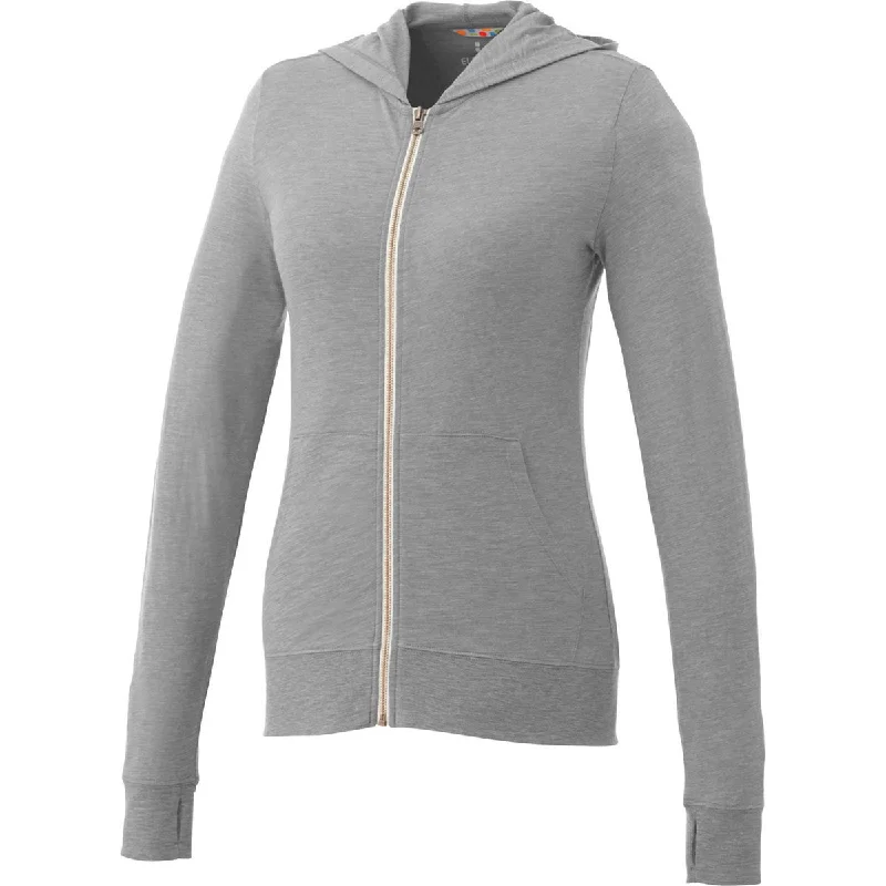 Elevate Women's Heather Grey Garner Knit Full Zip Hoodie Hoodie with Drawcord Adjustable Secure