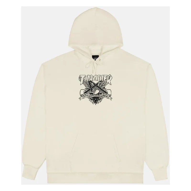 Thrasher X Antihero Hoodie Eaglegram - Sand Hoodie with Hem Elastic Stretchable Comfortable