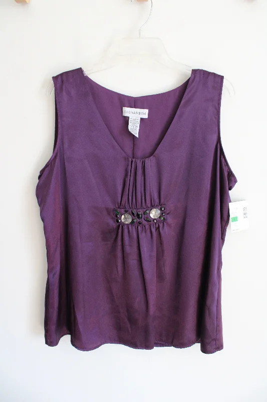 Sah Harbor Eggplant Purple Satin Tank | L neon tank top