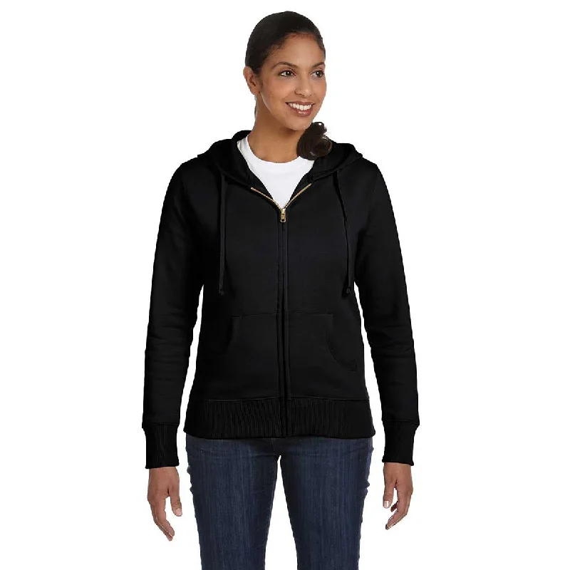 Econscious Women's Black Organic/Recyclyed Full-Zip Hoodie Hoodie with Snap Buttons Easy Quick