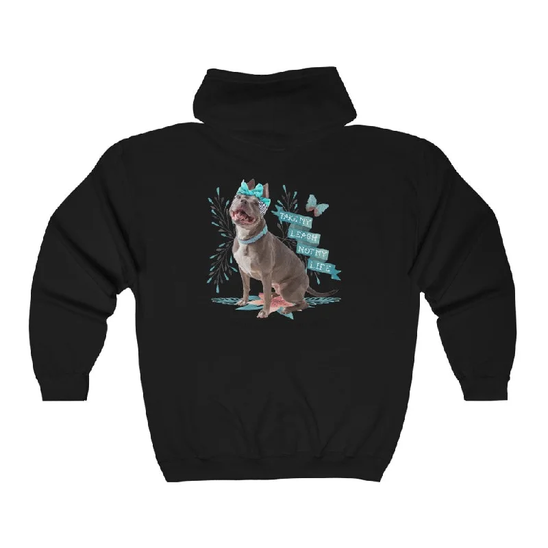 ATA X PFPB | Take My Leash, Not My Life STELLA | Unisex Heavy Blend™ Full Zip Hooded Sweatshirt Hoodie with Front Slit Layering Stylish
